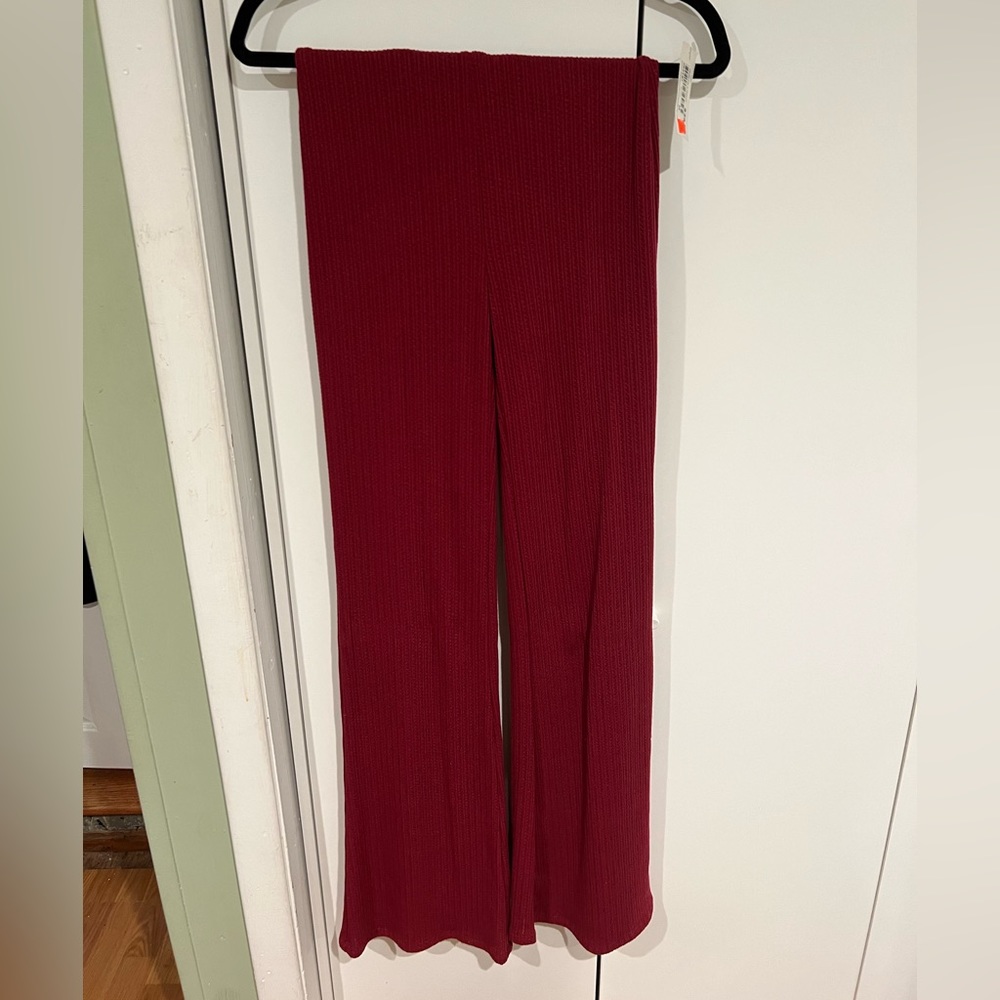 Red/Wine Color Flare Pants